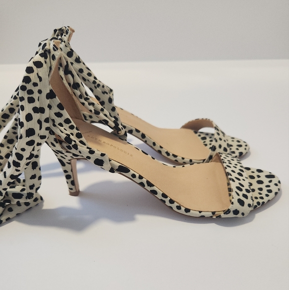 Anthropologie Cheetah Ankle Wrap Sandals - Picture 3 of 8